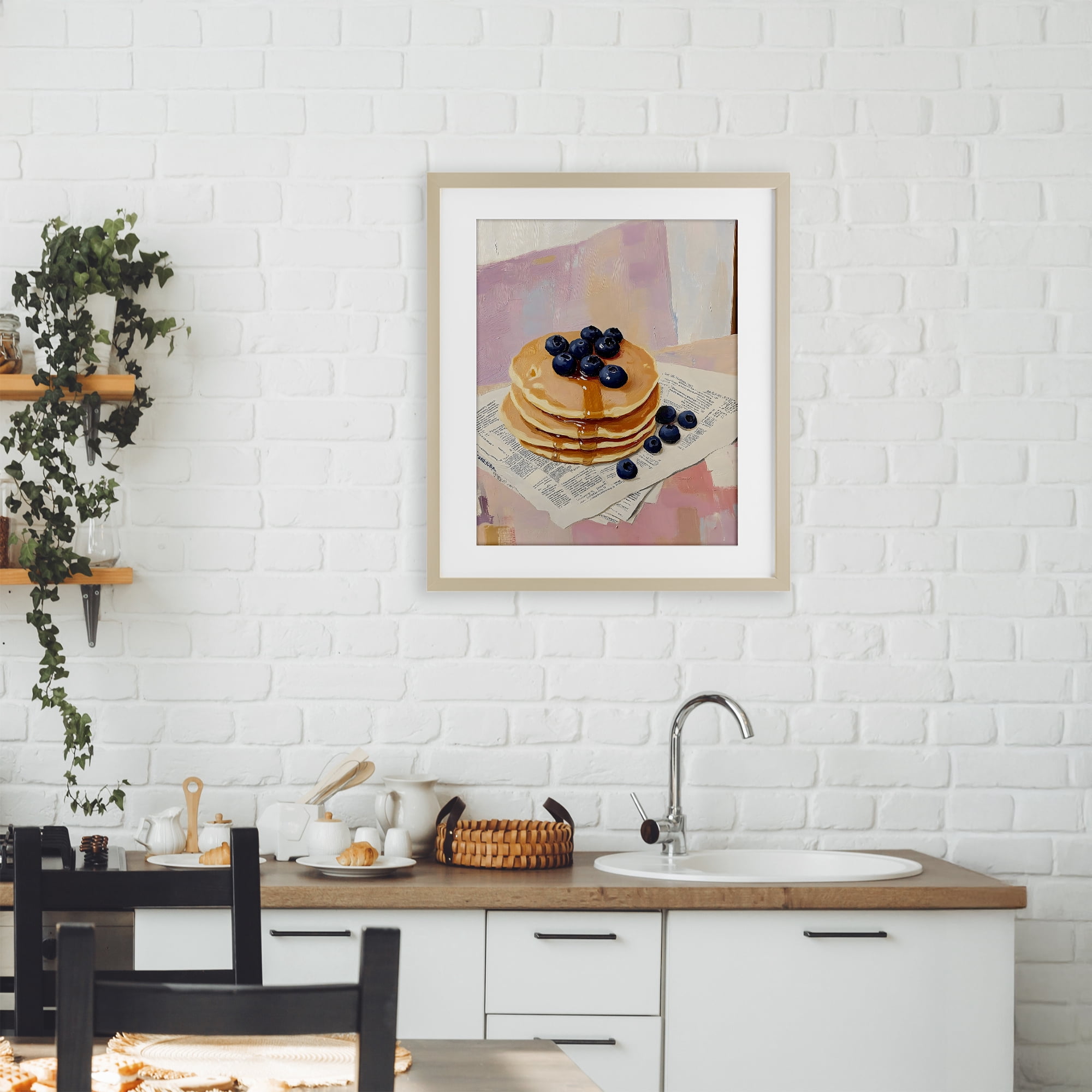 Stupell Industries Blueberry Pancakes with Syrup Birch Framed Print Under Glass, design by The Prints Vibe