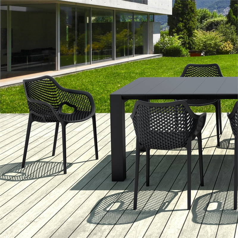 Siesta Air XL 9-Piece Black Extendable Dining Set with Stackable Chairs