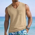 thumbnail image 2 of Men's V-Neck Sleeveless Quick-Dry Sports T-Shirt, Muscle Cotton Shirts, Summer Athletic Casual Basic Tees with Pocket, 2XL, 2 of 6
