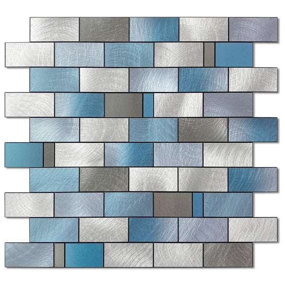 BeNice Peel and Stick Backsplash Kitchen Wall Tile Stickers Metal Panel Blue