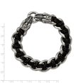 thumbnail image 5 of Stainless Steel Bracelet Men's Curb 14 mm 8.5 in Chisel Antiqued and Polished Dragon Head Chain with Black Leather, 5 of 6