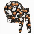 thumbnail image 6 of TOWED22 Boys Girls Halloween Pajamas Cotton Pumpkin Head Glow Print Pjs Toddler 2 Piece Ghost Sleepwear Kids Holiday Clothes Set(Orange,4-5 Y), 6 of 9