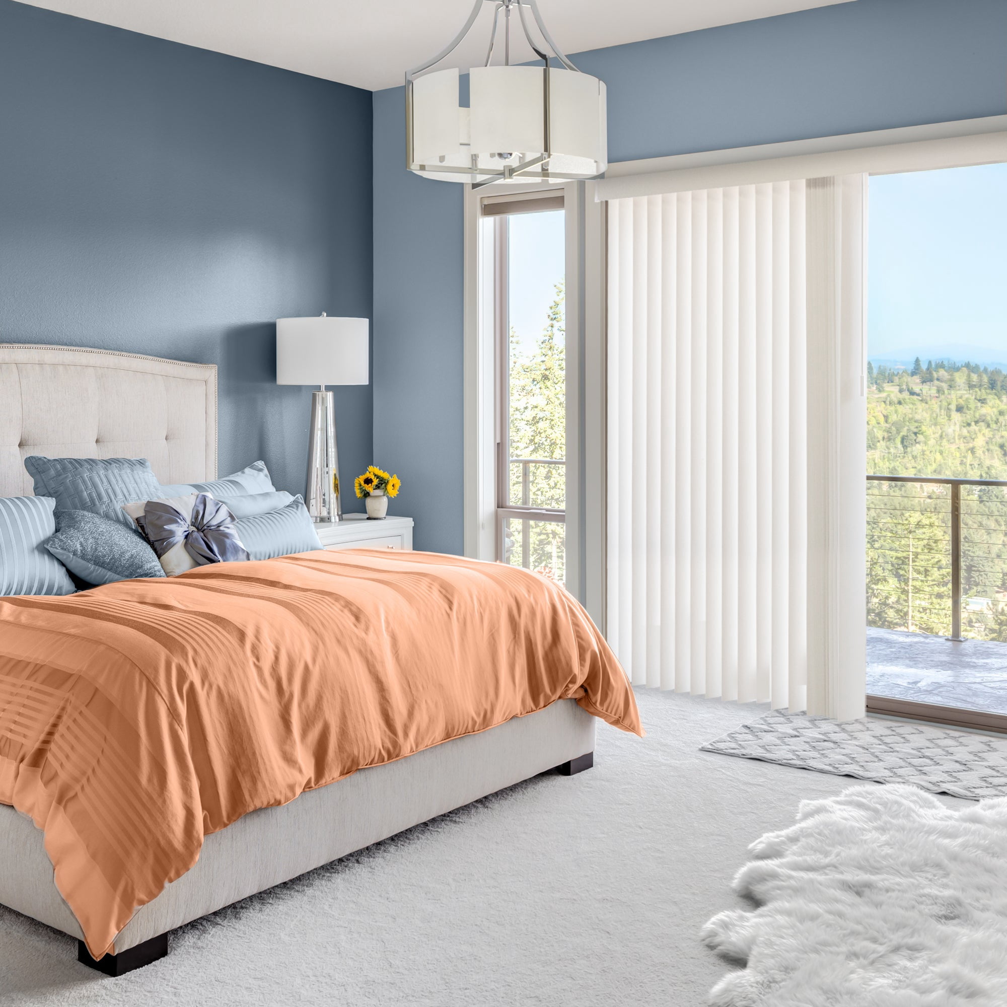 YELLOW BLINDS White Cordless PVC Vertical Blinds for Large Windows & Sliding Glass Doors, 78” W x 84” H, Light Filtering or Room Darkening, Easy Install, Modern Valance, Moisture-Resistant Shades