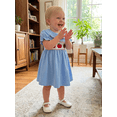 thumbnail image 5 of BemeyourBBs Toddler Girls Back to School Dress Outfit Kids Kindergarten Dress Outfits Apple Embroidery Peter Pan Doll Collar Short Sleeve Dress Little Baby Girl Summer Casual Dress, 5 of 9