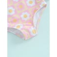thumbnail image 6 of Toddler Baby Girl One Piece Swimsuit Long Sleeve Zipper Ruffle Swimwear Floral Bathing Suit Rash Guard Beachwear, 6 of 7