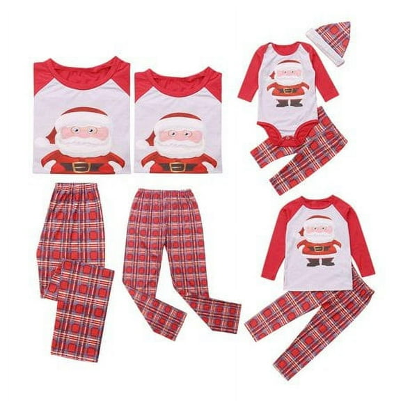 Viworld Christmas Family Matching Pajama Set Santa Clous Long Sleeve Top Long Pants Sleepwear Homewear