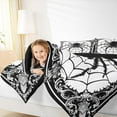 thumbnail image 5 of Manfei Gothic Spider Web Queen Comforter Set for Kids, Happy Halloween Bedding Sets, White Black Damask Reversible Bedding Comforter Set, Breathable Home Decor, 3 Pieces, 5 of 9