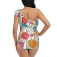 thumbnail image 5 of Picia Easter Egg Pattern Women's One Piece Swimsuits,One Shoulder Swimwear Asymmetric ,Ruffle Monokinis Bathing Suits,High Waisted Flattering Bathing Suits-, 5 of 8