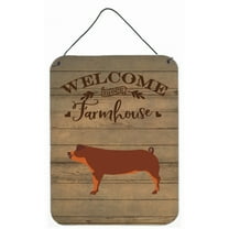 Caroline's Treasures CK6886DS1216 Duroc Pig Welcome Wall or Door Hanging Prints, 12x16, multicolor