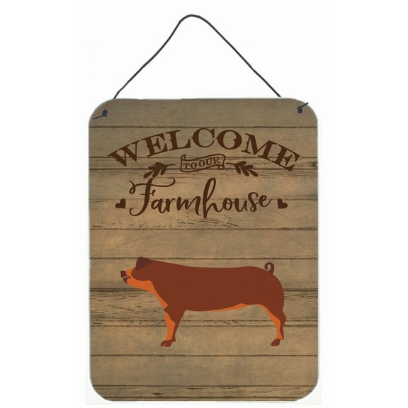 Caroline's Treasures CK6886DS1216 Duroc Pig Welcome Wall or Door Hanging Prints, 12x16, multicolor