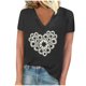 thumbnail image 1 of Camisetas de Manga Corta para las Mujeres, Impresión de Cuello en V Camiseta Casual Top Hecho de 95% Poliéster 5% Spandex para el Uso Diario de Primavera Verano, Camisetas para las Mujeres Casual, 1 of 4
