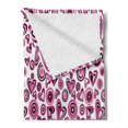 thumbnail image 2 of Love Soft Flannel Fleece Throw Blanket, Pink Hearts and Circles Doodle Style Romantic Floral Design, Cozy Plush for Indoor and Outdoor Use, 50" x 70", Pink Black White, by Ambesonne, 2 of 5