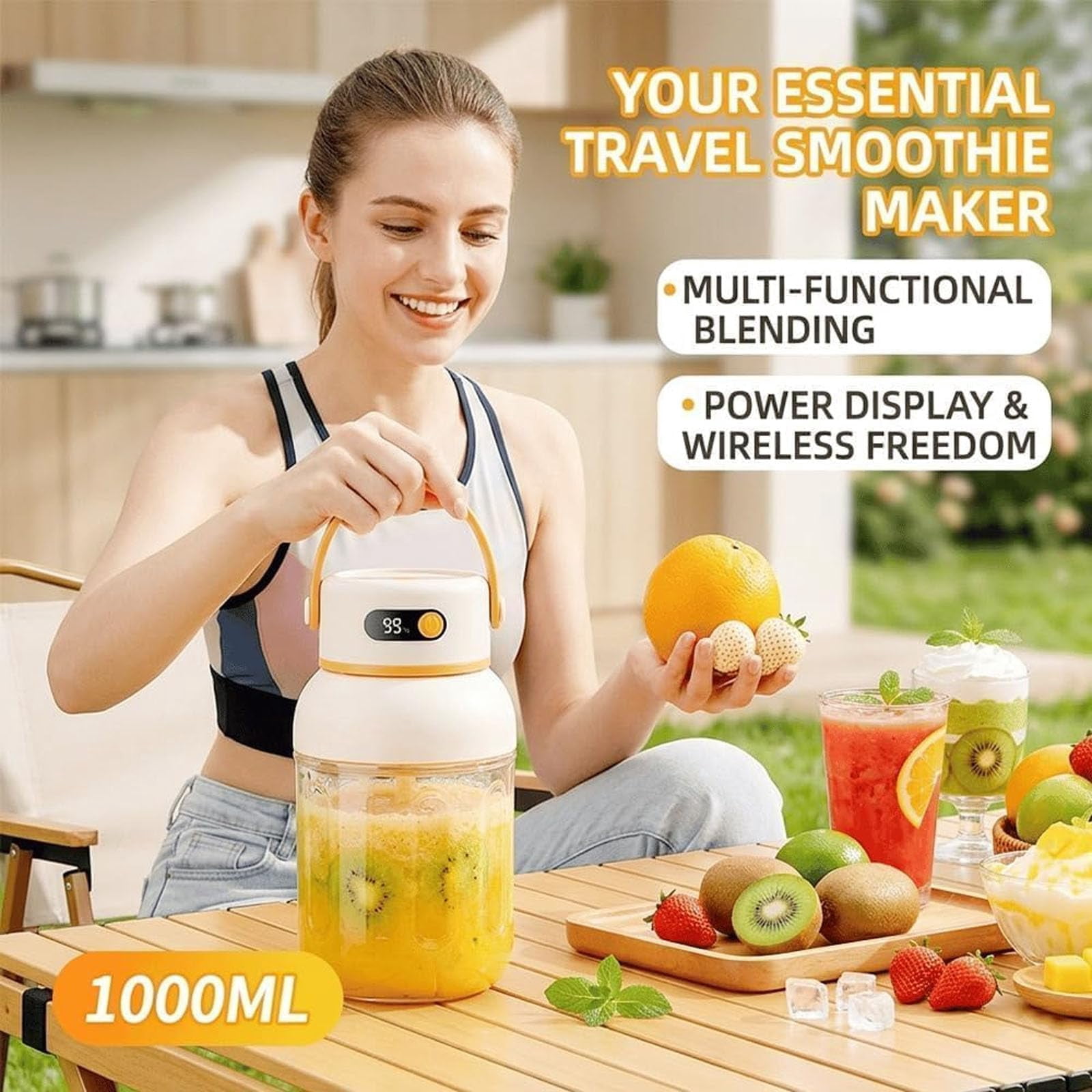 Portable Electric Juicer Cup, Zero Cord Hassle, Wireless Personal JuicerCup USB Rechargeable Blender for Gym Office Travel