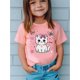 thumbnail image 1 of Camiseta estampada "Girl Just Smile" con un adorable gatito blanco para niña. Camisa informal de manga corta de algodón suave con lazo rosa y diseño de corazones y estrellas. Ideal para primavera, ve, 1 of 6
