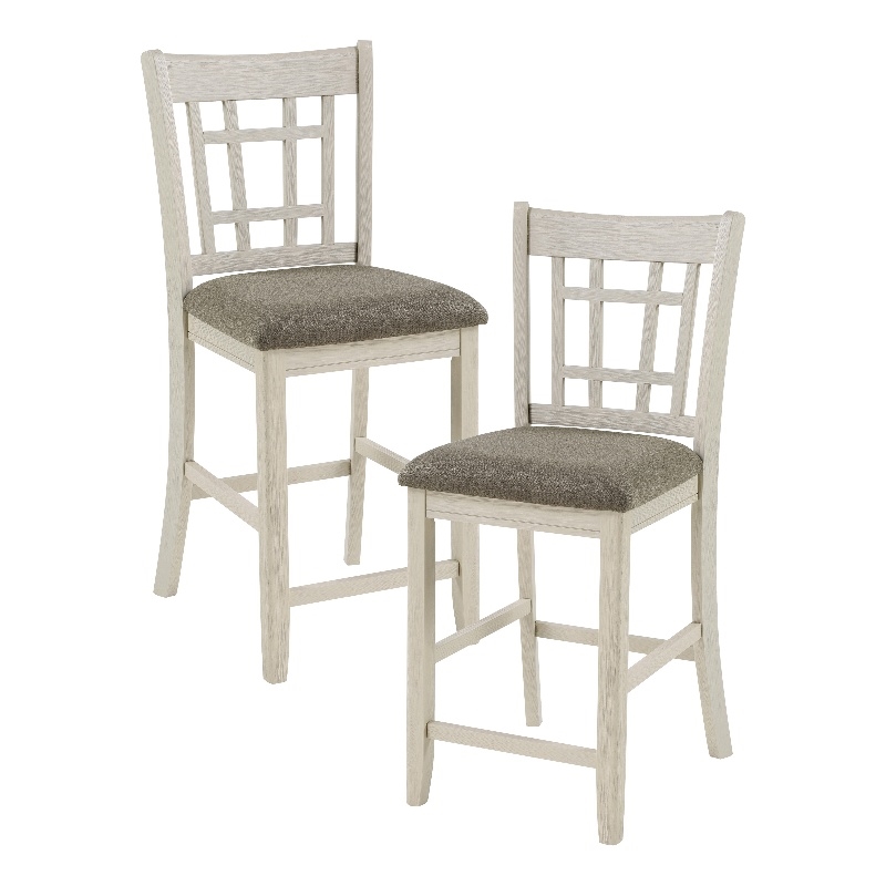 Lexicon Junipero Antique White Full Back Counter Height Chair (Set of 2