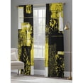 thumbnail image 4 of Modern Boho Sheer Curtains 2 Panels Set Flower Geometric Texture Yellow Black Abstract Art Sheer Window Curtains Light Filtering Rod Pocket Voile Drapes for Bedroom Living Room 52"X84", 4 of 9