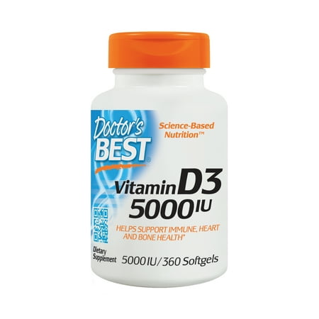 Doctor's Best Vitamin D3 5000IU, Non-GMO, Gluten Free, Soy Free, Regulates Immune Function, Supports Healthy Bones, 360 (Best Vit D3 Supplement)