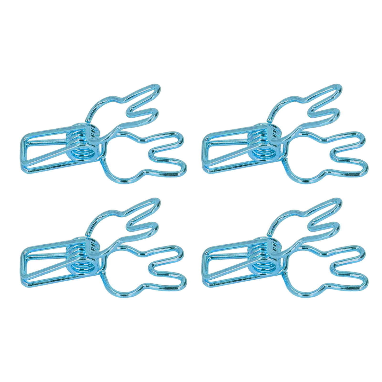 BOKYAN 100Pcs Bunny Binder Clips, Hollow Out Cute Metal Small Paper Clips for Documents, Clothes, Paper, Blue (7.87 inches / 20 cm)