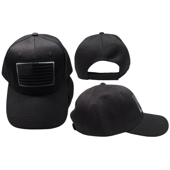 USA American Dark Grey/Black Patch Black Acrylic Adjustable Embroidered Hat Cap