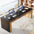 thumbnail image 4 of 86.6-Inch Long Computer Desk for 2 Person, Farmhouse Executive Desk with Wooden Tabletop and Legs, 4 of 7
