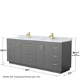 thumbnail image 6 of Wyndham Collection Miranda 84" Wood & Metal Double Bathroom Vanity in Gray/Gold, 6 of 7