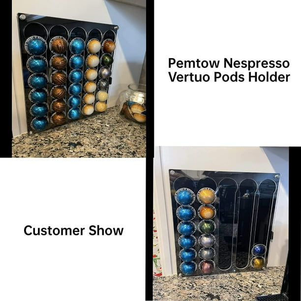 Wall Mount Pod Holder for Nespresso Vertuo Capsules, Plastic Coffee Pod Storage