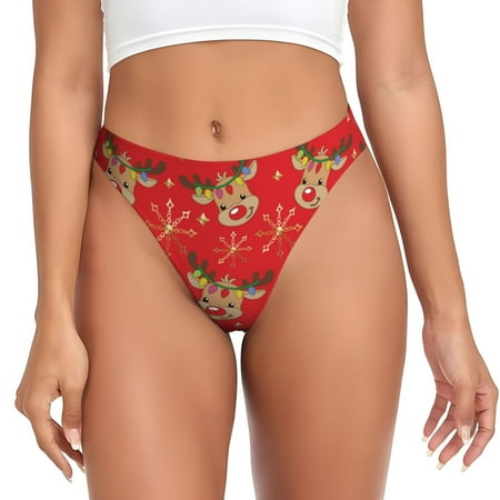Disketp Christmas With Cute Deer Seamless Women Underwear Thongs No Show Ladies Thong  Panties Undies for Women-4X-Large