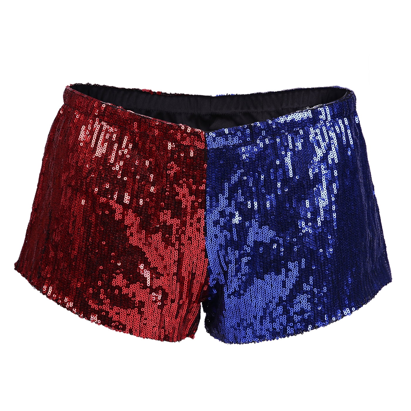 Hde Hde Womens Red And Blue Metallic Sequin Booty Shorts For Harley Misfit Halloween Costume 8863