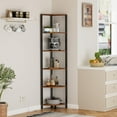 thumbnail image 6 of 6 Tier Corner Shelf with LED Light, 67.5” Tall Standing Shelf Organizer, Narrow Bookshelf with Storage Rack for Wall Corner, Living Room, Bedroom, Metal Frame, Wood Display Shelf, 6 of 17
