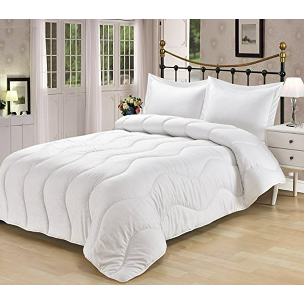 Premium White Goose Down Alternative Embossed Overfilled Comforter