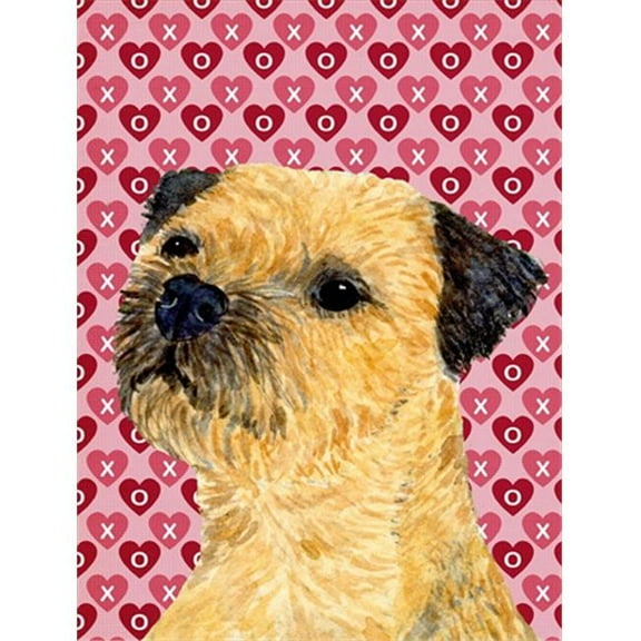 11 x 15 in. Border Terrier Hearts Love And Valentines Day Portrait Flag Garden Size