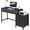 Black, variant on Computer Desk with 5 Drawers, Home Office Desks with Reversible Drawer Cabinet Printer Stand, Industrial PC Desk with Storage, Grey Study Writing Table Workstation for Small Spaces