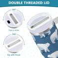 thumbnail image 5 of 30 oz Tumbler With Handle Stainless Steel Insulated Tumbler With Lid for Car Cup Holder Simple Polar Bears Pattern, 5 of 9