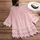 thumbnail image 5 of Top Vintage Qarigey para mujer blusa con cuello en V azul, 5 of 6