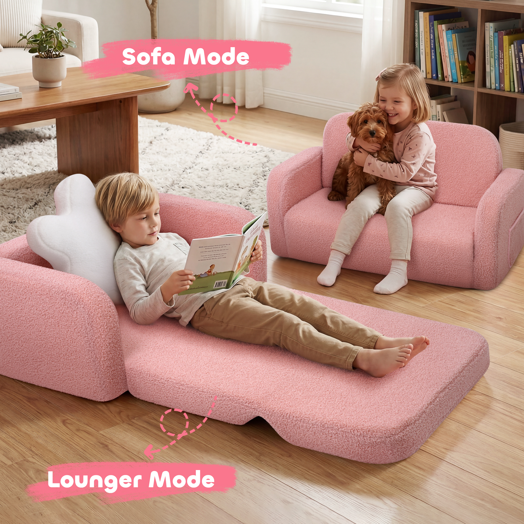Babyeap Extra Wide Kids Chair, Pink photo 4