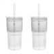thumbnail image 1 of 2X de Vidrio de 600 Ml, de Café con Leche con Tapa y Pajita, de Agua A Rayas Transparentes, Vasos para Beber, de Té para Jugo, 1 of 7