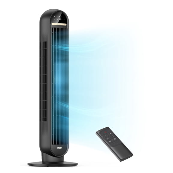 DREO 36" Tower Fans for Home,90° Oscillating Fan,24 Ft/s High Velocity, Standing Fan with Remote Control,LED Display, 4 Speeds, 4 Modes, 8H Timer, Quiet for Bedroom,Office