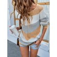thumbnail image 3 of Tralilbee Women Long Sleeve Crew Neck Pullovers Stitching Color Loose Knitted Sweaters, 3 of 6