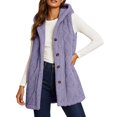 thumbnail image 2 of Jsaierl Women's Cable Knit Hooded Long Vest Button Down Sleeveless Cardigan Cozy Fall Winter Layering Outwear, 2 of 10