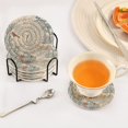 thumbnail image 4 of 6 Pcs Drink Coasters with Holder 3.94in Woven Coasters for Drinks Hand-drawn Deer and Cardinals Coaster Set for Protection Table, 4 of 7