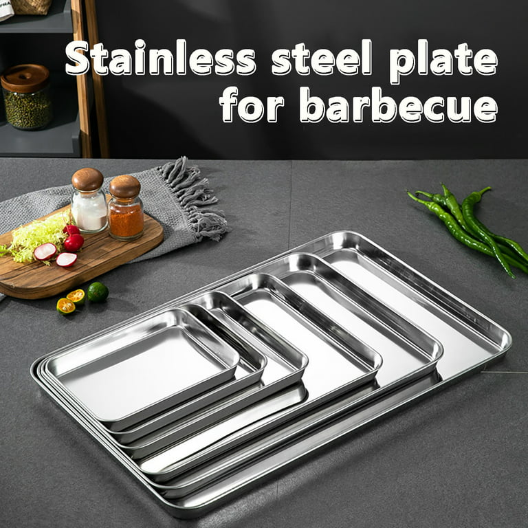 Vesteel Baking Pans Set of 3, Stainless Steel Rectangle Textured