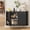 Black, variant on Mid Century Modern Sideboard Buffet Cabinet, 39 Inch Fluted Coffee Bar Console with Tambour Sliding Doors, Yellow