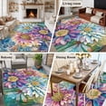 thumbnail image 5 of 5'x8' Area Rugs, Purple Spring Floral Indoor Outdoor Area Rug for Living Room Bedroom, Watercolor Summer Botanical Farmhouse Washable Bathroom Rugs Kitchen Floor Carpet Mats Home Decor Aesthetic, 5 of 8