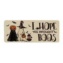 Sm:)e I Hope You Brought Boos Jack-O'-Lantern Ghost Halloween Doormat 17x47 Inch, Beige