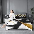 thumbnail image 5 of meiyoeat Black Gold Graffiti 7-Piece King Bedding For Kids,Modern Abstract Geometric King Bed in a Bag For Adults,Black Reversible, 5 of 7