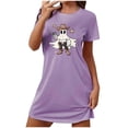 thumbnail image 3 of Kilaqueen Fall Pajamas Women Short Sleeve Sleep Shirts Crew Neck Halloween Pajamas Loose Fitness Nightgowns Cute Ghost Graphic Comfy Nightdress, 3 of 6