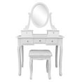 Ktaxon Vanity Makeup Dressing Table Set W/Stool 5 Drawers & Mirror