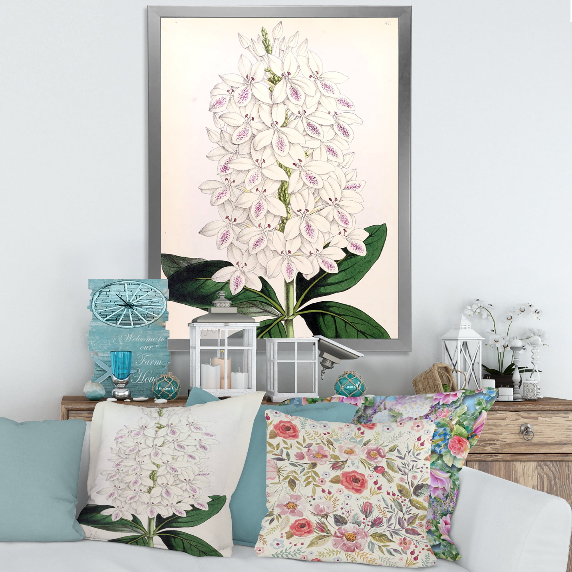 Designart 'Ancient White Orchid III' Traditional Framed Art Print