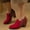 Red, variant on Pointy Toe Slip on Chunky Heels Chelsea Ankle Booties for Women Red 7.5(40)