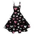 thumbnail image 3 of Valentines Day Dresses Sleeveless A-line with Heart Print Casual Fit Flare Summer Sundress Black XL, 3 of 4